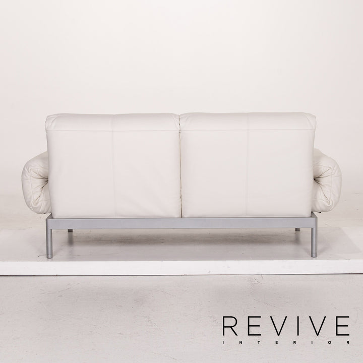 Rolf Benz Plura leather sofa white two-seater function relax function couch #14869