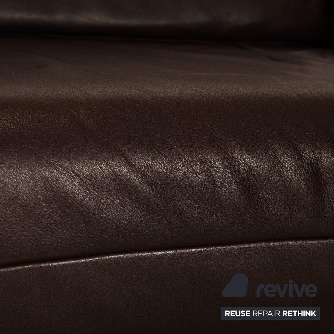 Rolf Benz Plura leather two-seater brown dark brown sofa couch function relax function