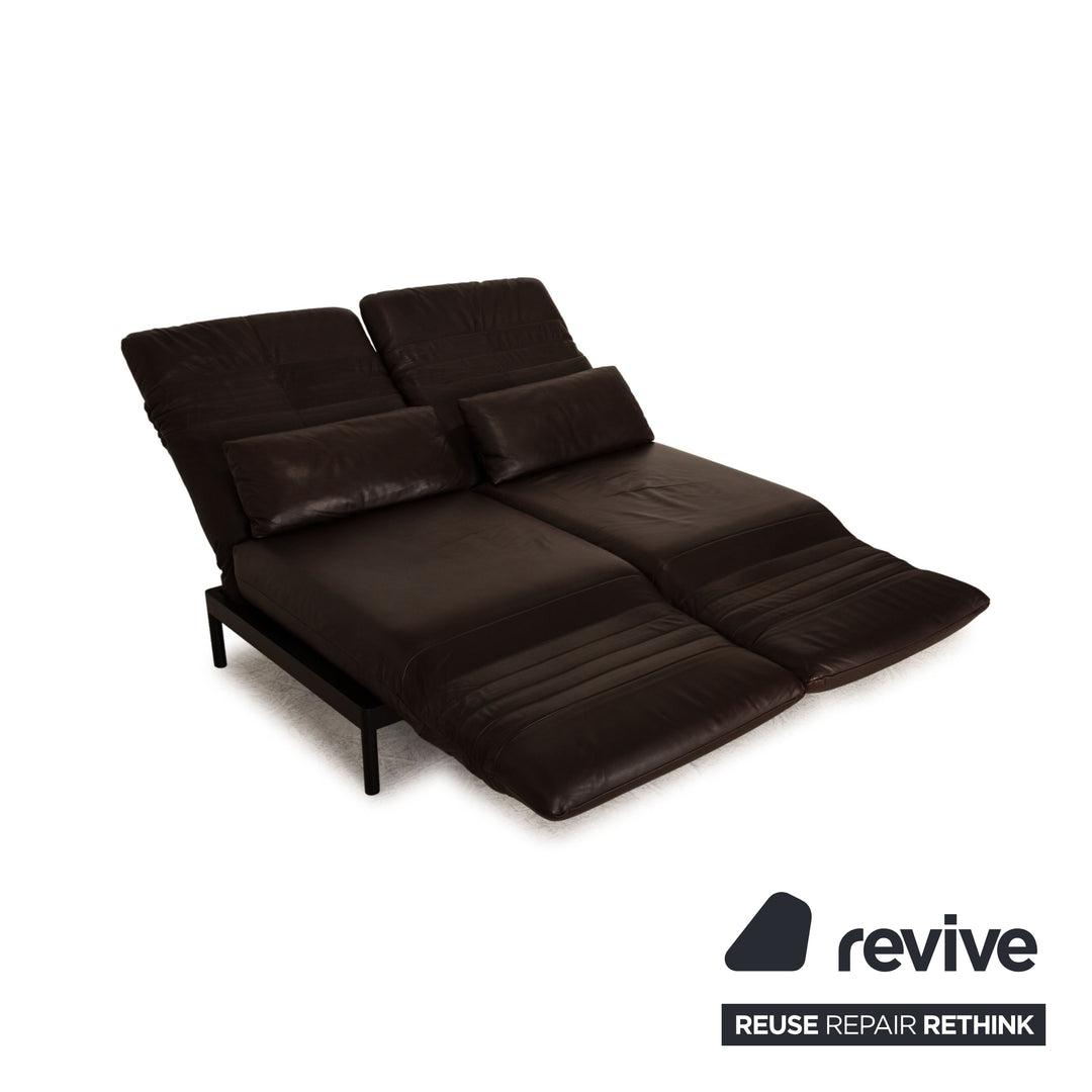 Rolf Benz Plura leather two-seater brown dark brown sofa couch function relax function