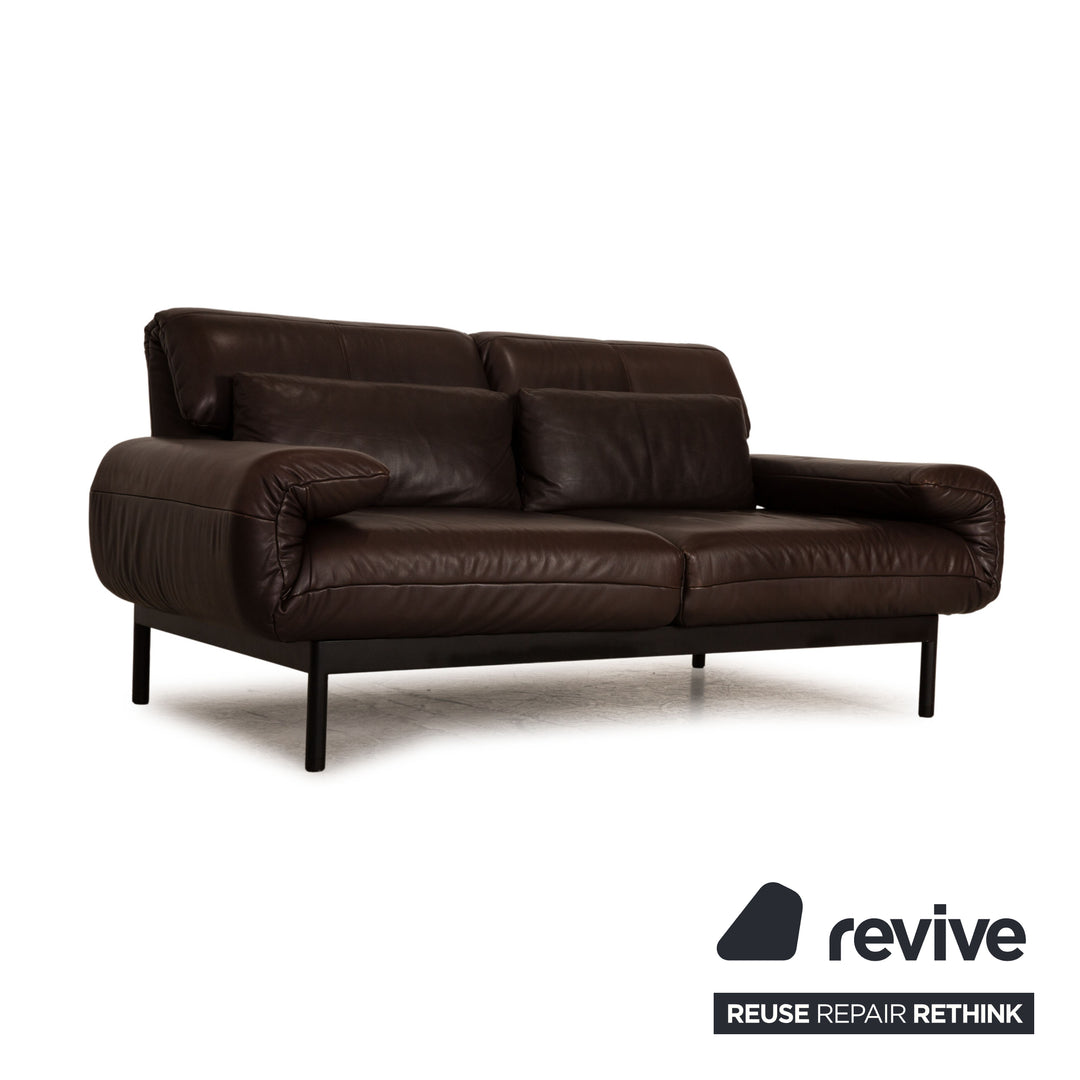 Rolf Benz Plura leather two-seater brown dark brown sofa couch function relax function