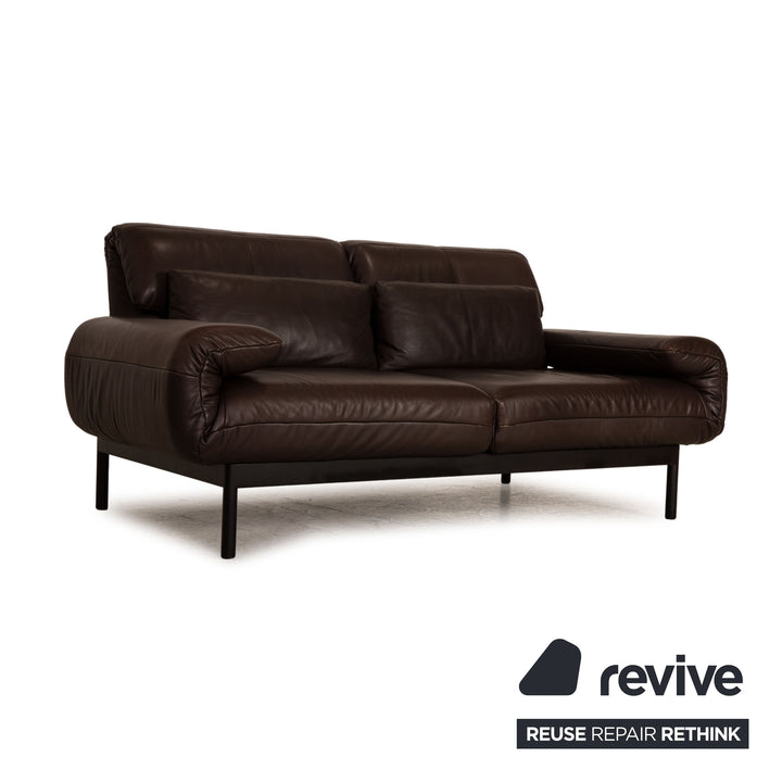 Rolf Benz Plura leather two-seater brown dark brown sofa couch function relax function