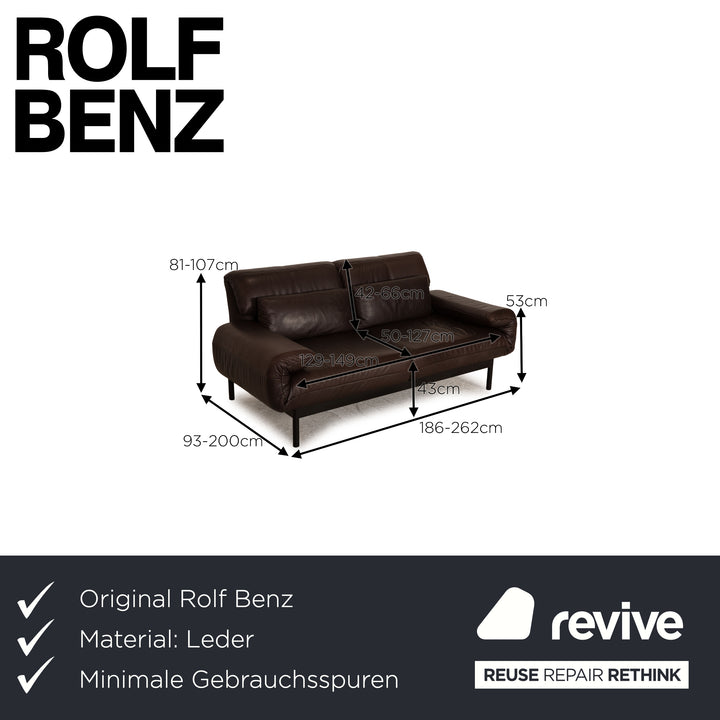 Rolf Benz Plura leather two-seater brown dark brown sofa couch function relax function