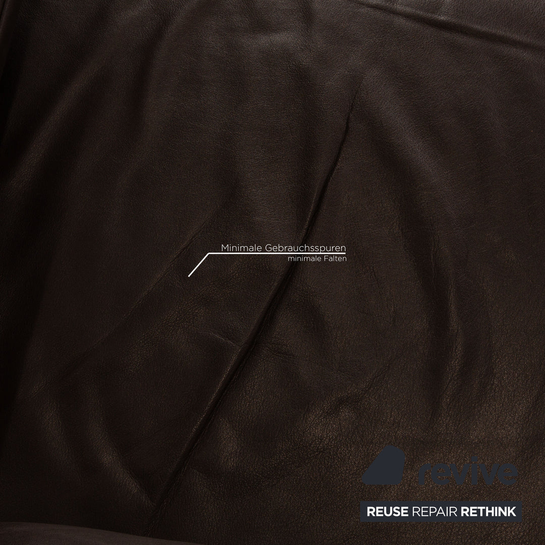 Rolf Benz Plura leather two-seater brown dark brown sofa couch function relax function