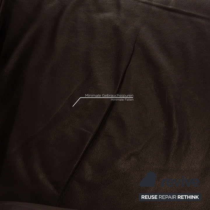 Rolf Benz Plura leather two-seater brown dark brown sofa couch function relax function