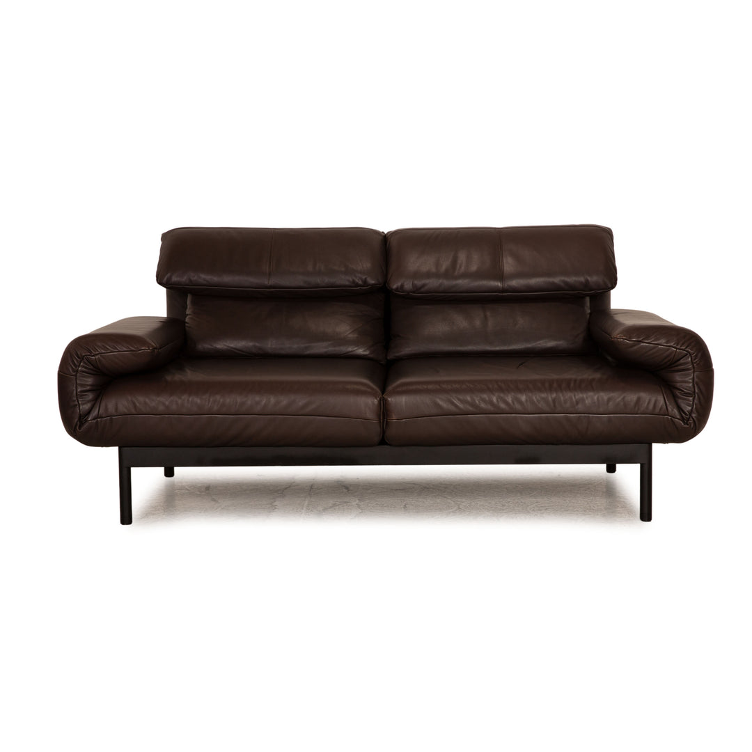 Rolf Benz Plura leather two-seater brown dark brown sofa couch function relax function