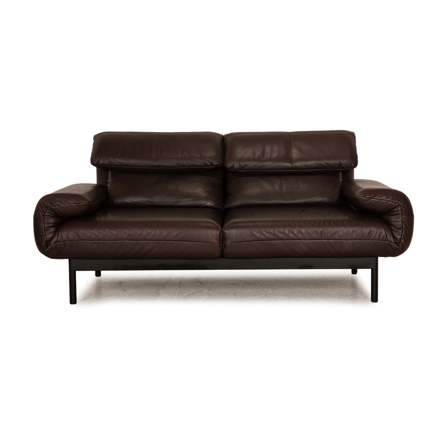 Rolf Benz Plura leather two-seater brown dark brown sofa couch function relax function