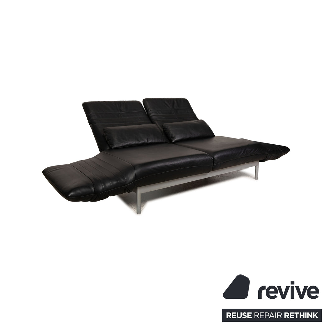 Rolf Benz Plura Leder Zweisitzer Schwarz Sofa Couch manuelle Funktion