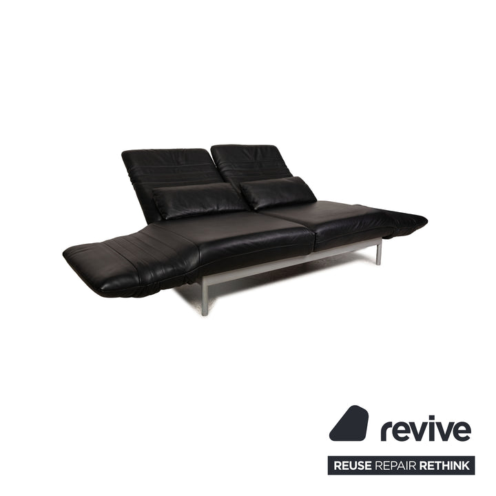Rolf Benz Plura Leder Zweisitzer Schwarz Sofa Couch manuelle Funktion