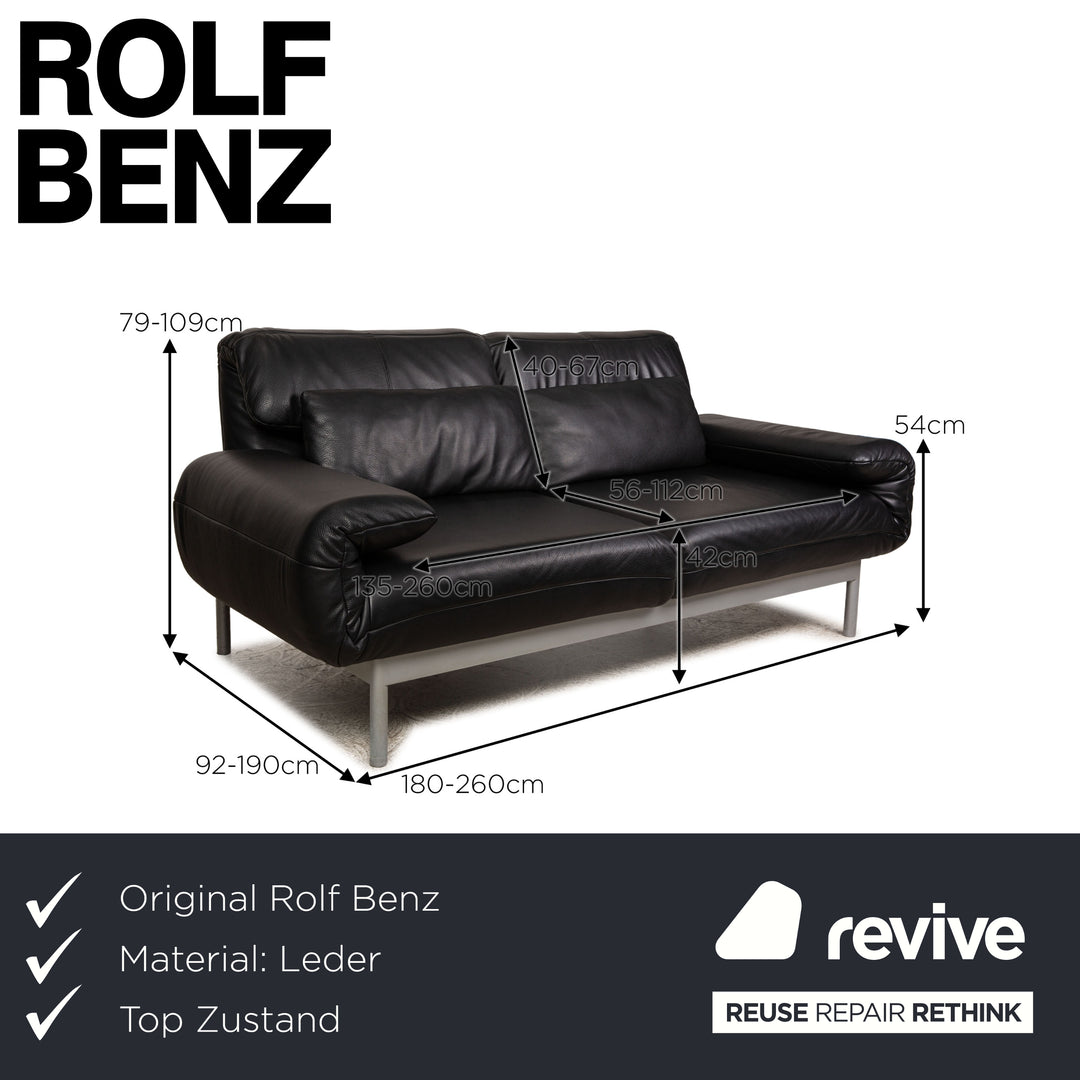 Rolf Benz Plura Leder Zweisitzer Schwarz Sofa Couch manuelle Funktion