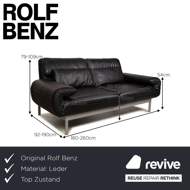 Rolf Benz Plura Leder Zweisitzer Schwarz Sofa Couch manuelle Funktion