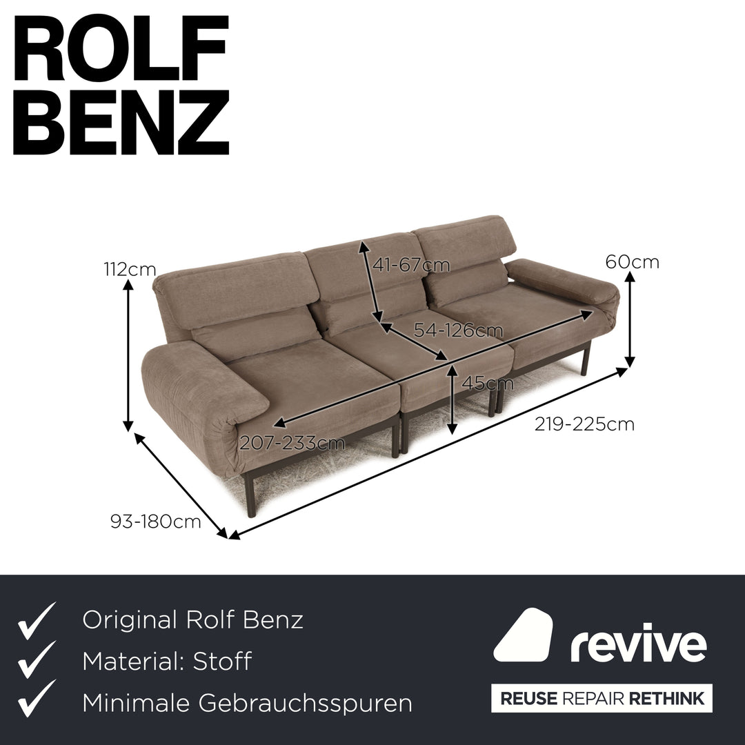 Rolf Benz Plura Stoff Dreisitzer Grau Sofa Couch Funktion