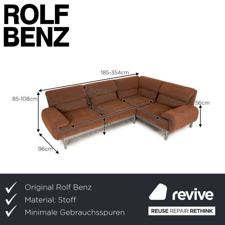 Rolf Benz Plura fabric corner sofa brown sofa couch function recamier on the right