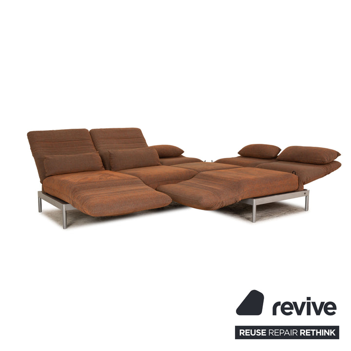 Rolf Benz Plura fabric corner sofa brown sofa couch function recamier on the right
