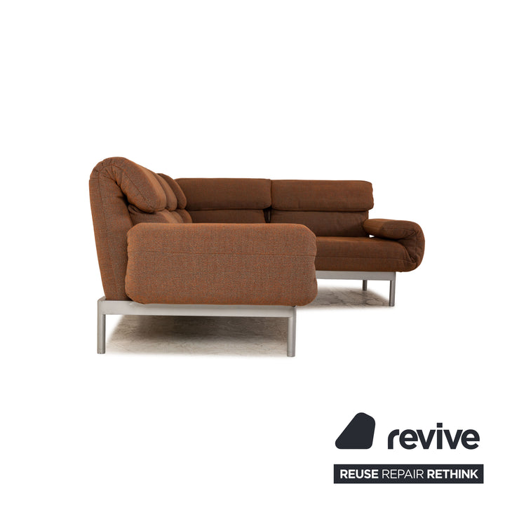 Rolf Benz Plura fabric corner sofa brown sofa couch function recamier on the right