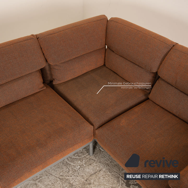 Rolf Benz Plura fabric corner sofa brown sofa couch function recamier on the right