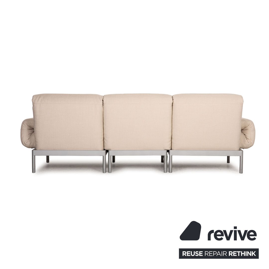 Rolf Benz Plura fabric sofa beige three-seater couch function