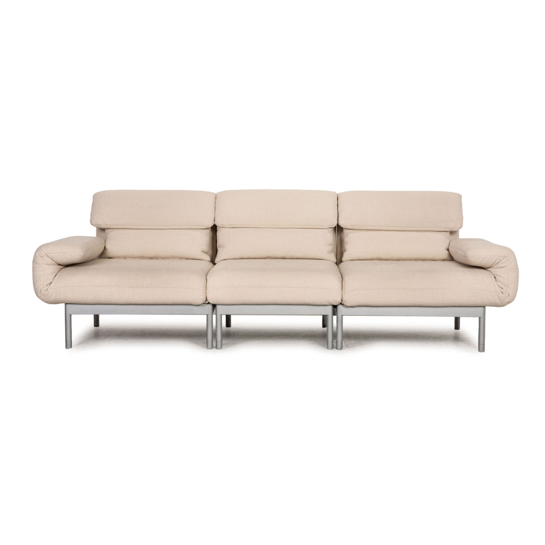 Rolf Benz Plura fabric sofa beige three-seater couch function