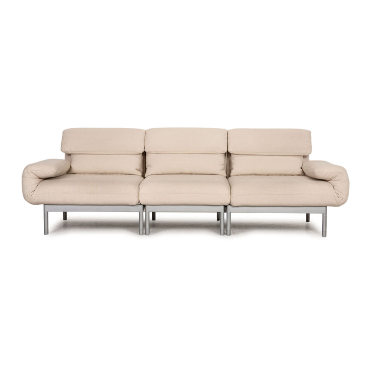 Rolf Benz Plura fabric sofa beige three-seater couch function
