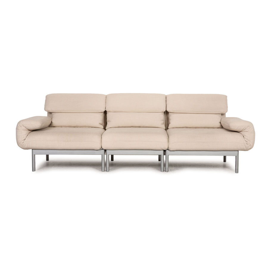 Rolf Benz Plura fabric sofa beige three-seater couch function