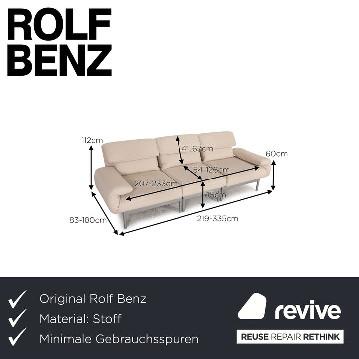 Rolf Benz Plura fabric sofa beige three-seater couch function