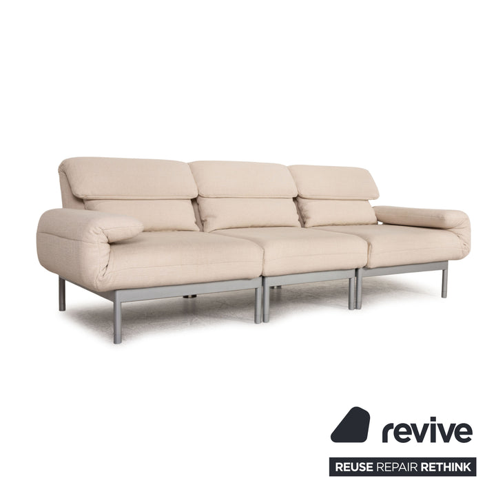Rolf Benz Plura fabric sofa beige three-seater couch function