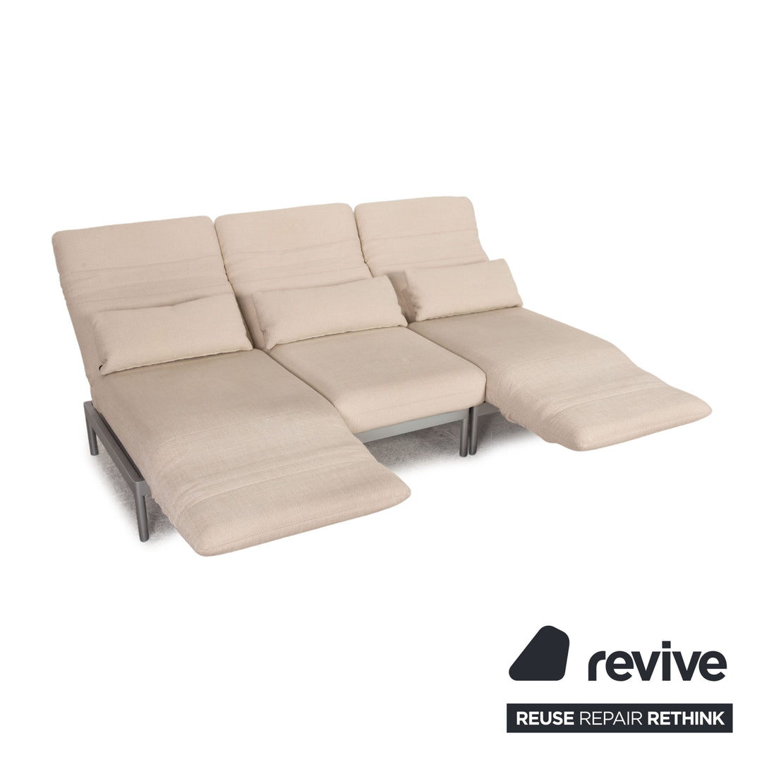 Rolf Benz Plura fabric sofa beige three-seater couch function