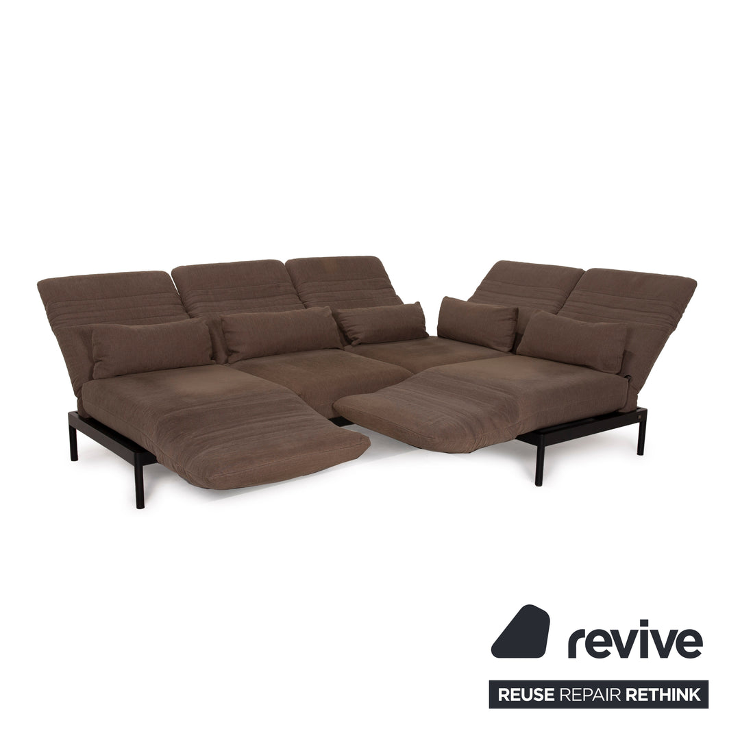 Rolf Benz Plura fabric sofa dark brown corner sofa relaxation function