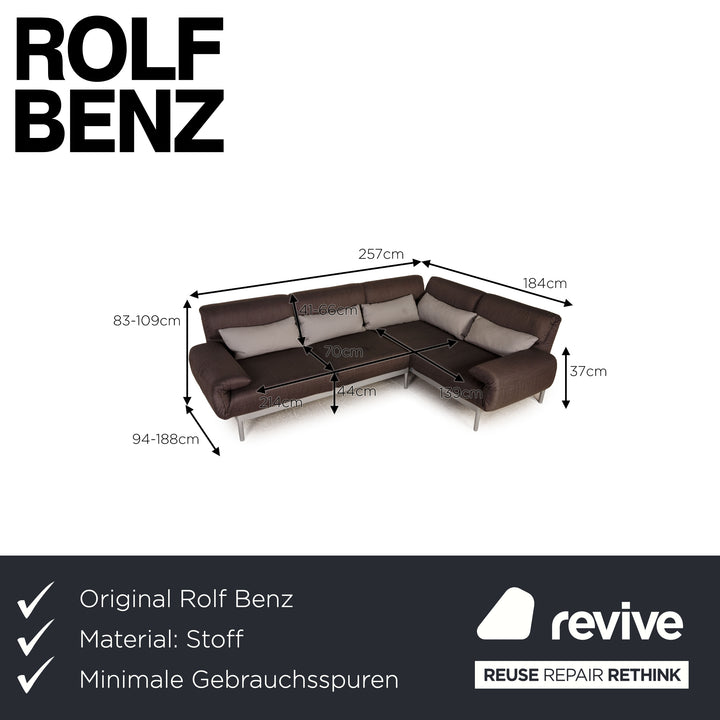 Rolf Benz Plura Stoff Sofa Grau Ecksofa Couch Funktion Relaxfunktion