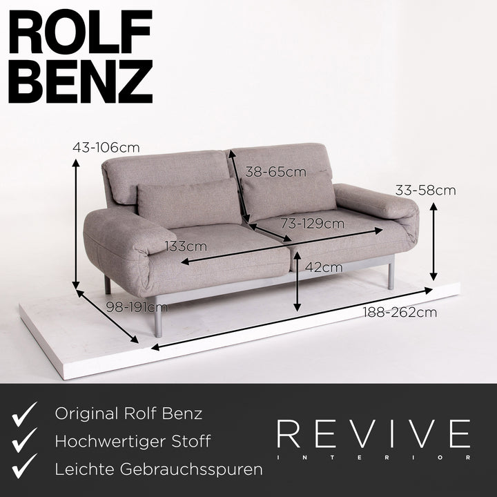 Rolf Benz Plura Stoff Sofa Grau Zweisitzer Funktion Relaxfunktion Schlafsofa Schlaffunktion Couch #13582