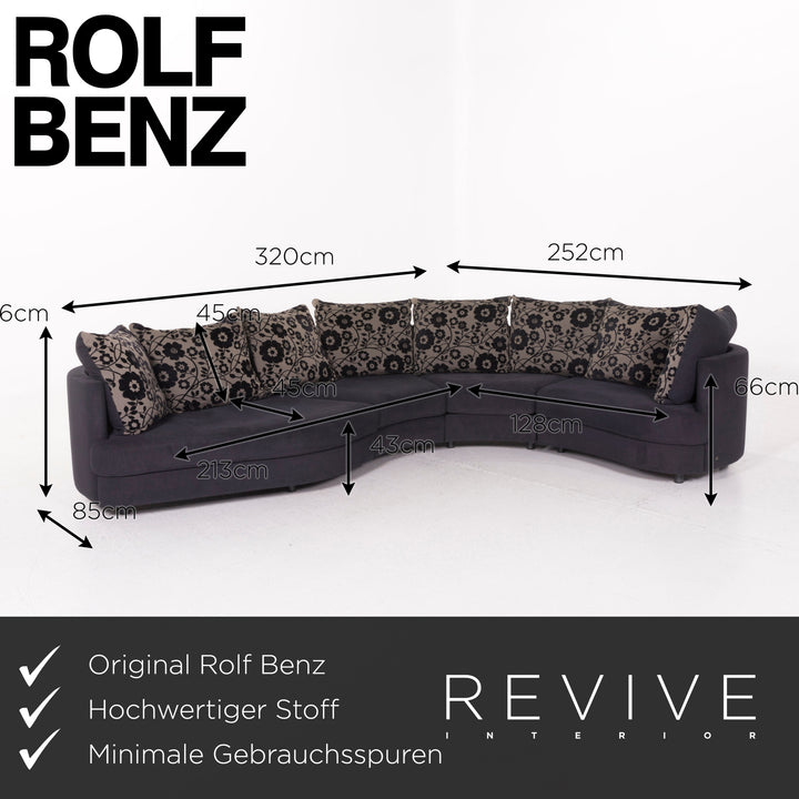 Rolf Benz Rolf Benz 4500 fabric corner sofa incl. stool dark blue blue pattern sofa couch #12271