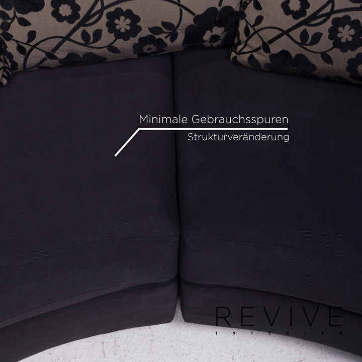 Rolf Benz Rolf Benz 4500 fabric corner sofa incl. stool dark blue blue pattern sofa couch #12271