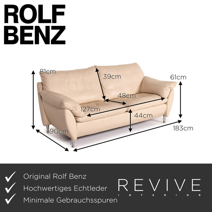 Rolf Benz Rolf Benz 5600 Leder Sofa Creme Zweisitzer Couch
