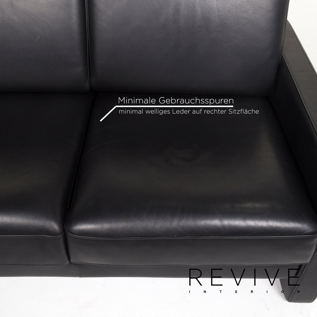 Rolf Benz Rolf Benz Ego leather sofa set black 2x two-seater #12635