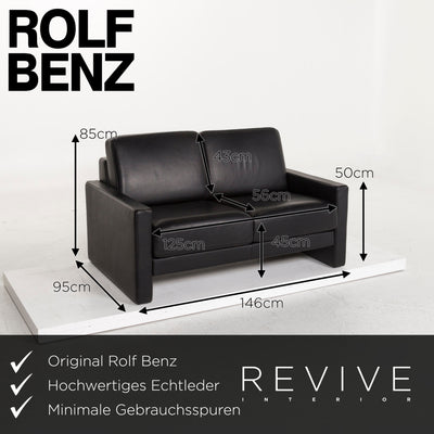 Rolf Benz Rolf Benz Ego Leder Sofa Schwarz Zweisitzer Couch #12634
