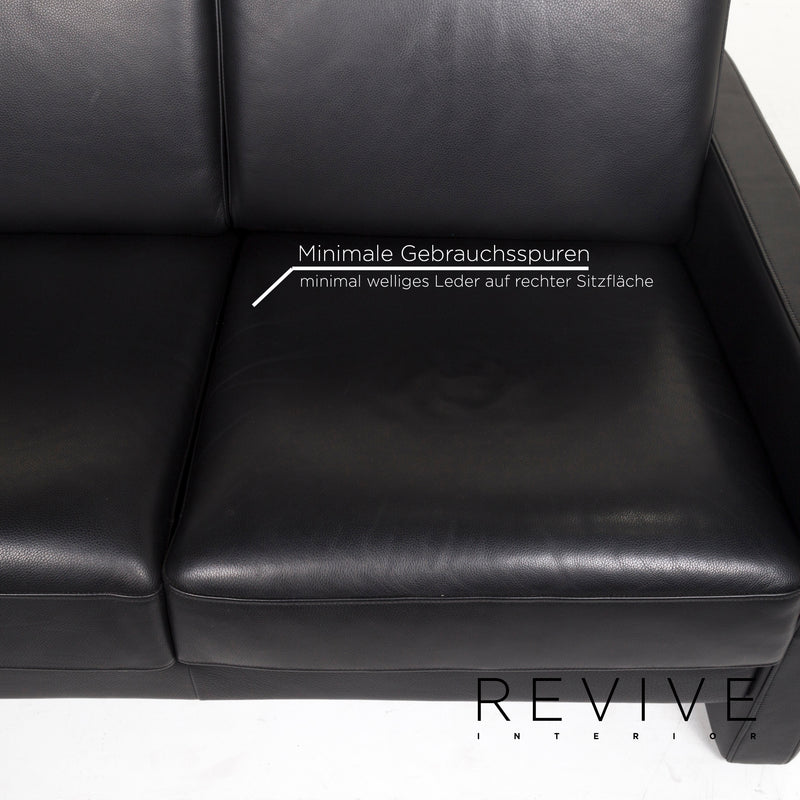 Rolf Benz Rolf Benz Ego Leder Sofa Schwarz Zweisitzer Couch 