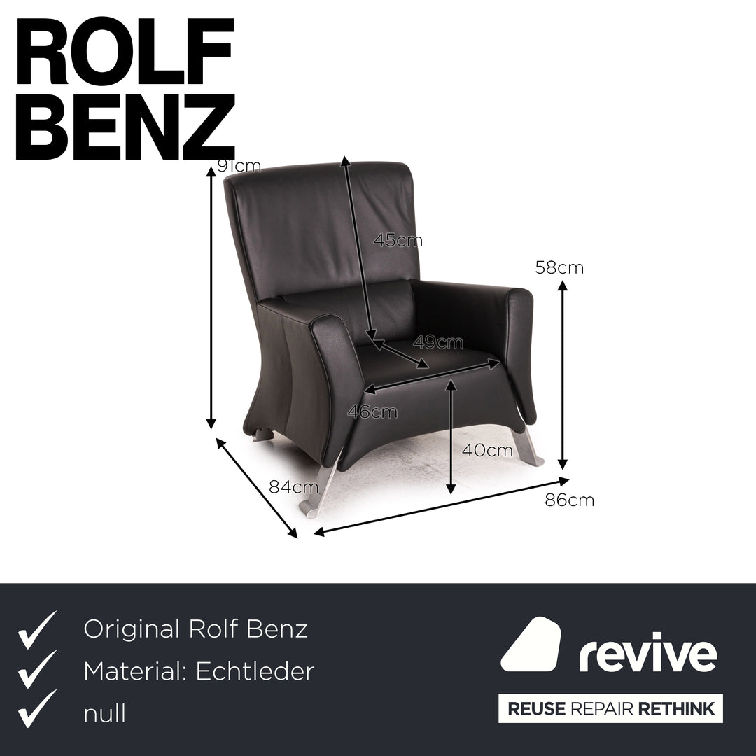 Rolf Benz Sofa Garnitur Schwarz 1x Dreisitzer 1x Zweisitzer 1x Sessel