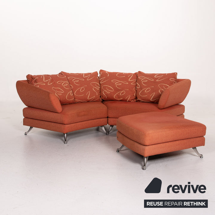 Rolf Benz Fabric Corner Sofa Orange Patterned Sofa Couch #14502
