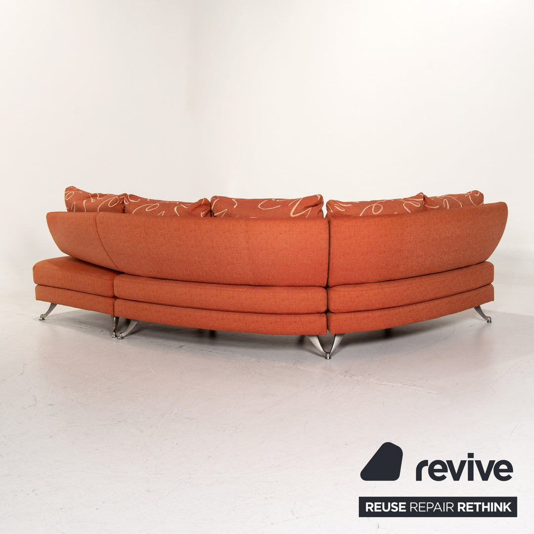 Rolf Benz Stoff Ecksofa Orange Gemustert Sofa Couch #14502