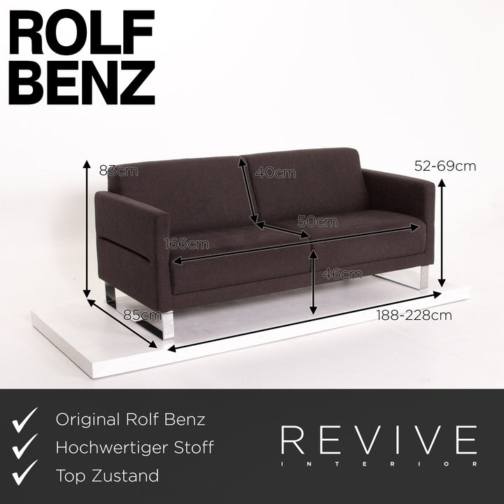Rolf Benz Stoff Sofa Anthrazit Grau Zweisitzer Couch #13785