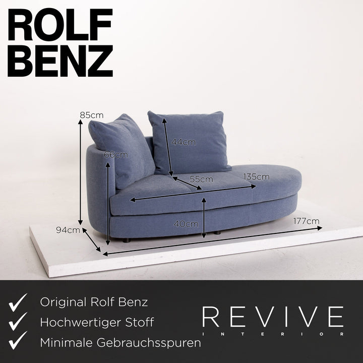 Rolf Benz fabric sofa blue two-seater couch #14560
