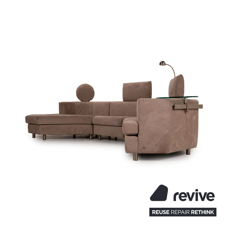 Rolf Benz Stoff Sofa Garnitur Braun Ecksofa Hocker Couch Funktion