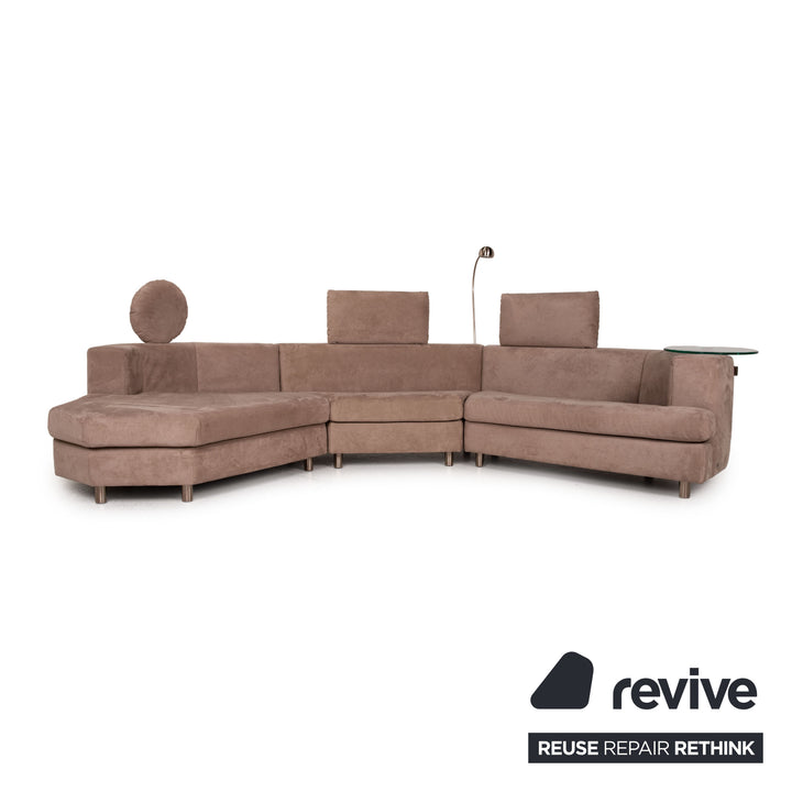 Rolf Benz Stoff Sofa Garnitur Braun Ecksofa Hocker Couch Funktion