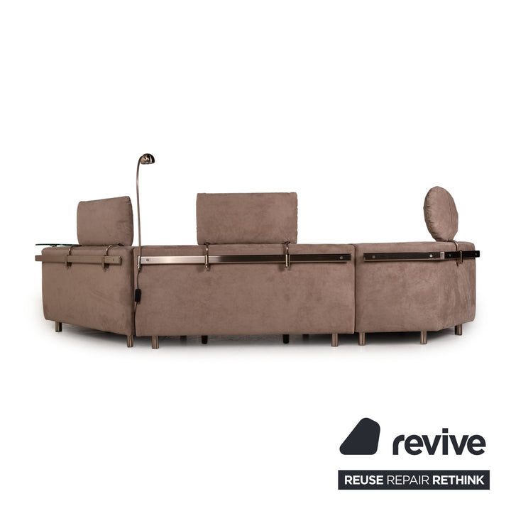 Rolf Benz Stoff Sofa Garnitur Braun Ecksofa Hocker Couch Funktion