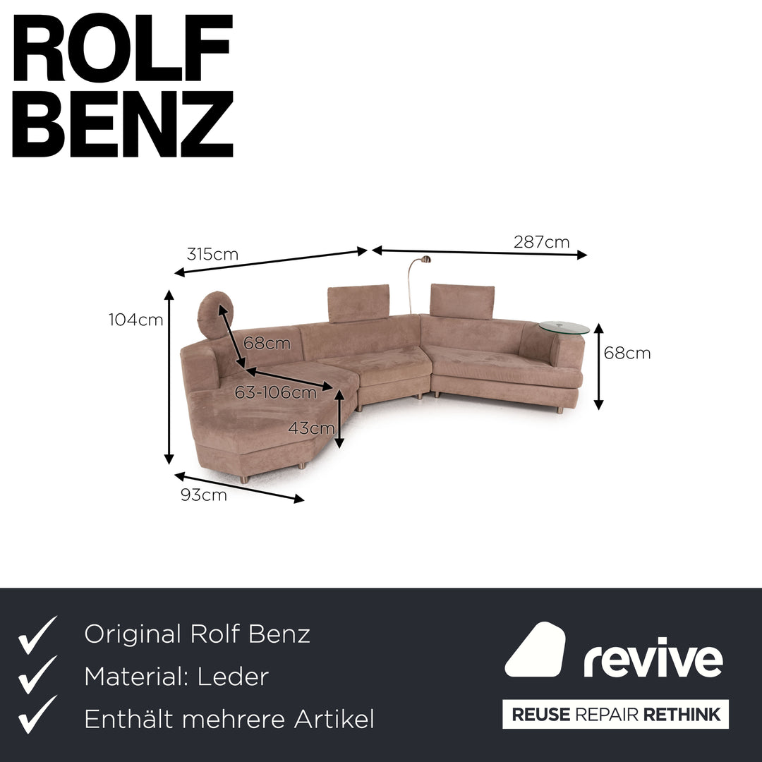 Rolf Benz Stoff Sofa Garnitur Braun Ecksofa Hocker Couch Funktion