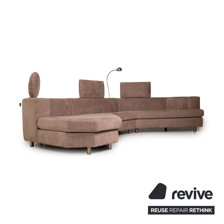 Rolf Benz Stoff Sofa Garnitur Braun Ecksofa Hocker Couch Funktion