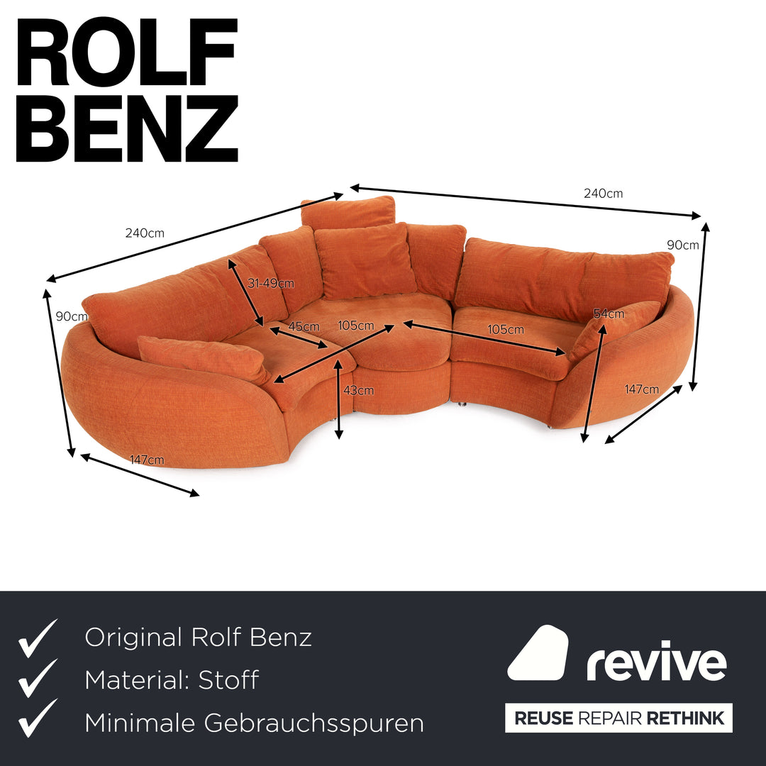 Rolf Benz Stoff Sofa Orange Ecksofa Couch