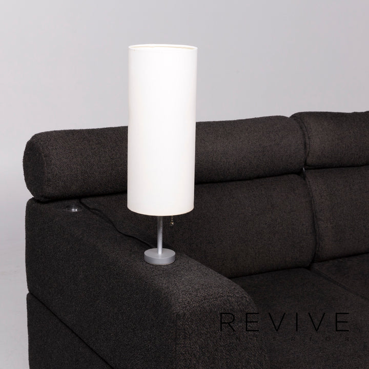 Rolf Benz fabric sofa black gray corner sofa incl. side table lamp #10692