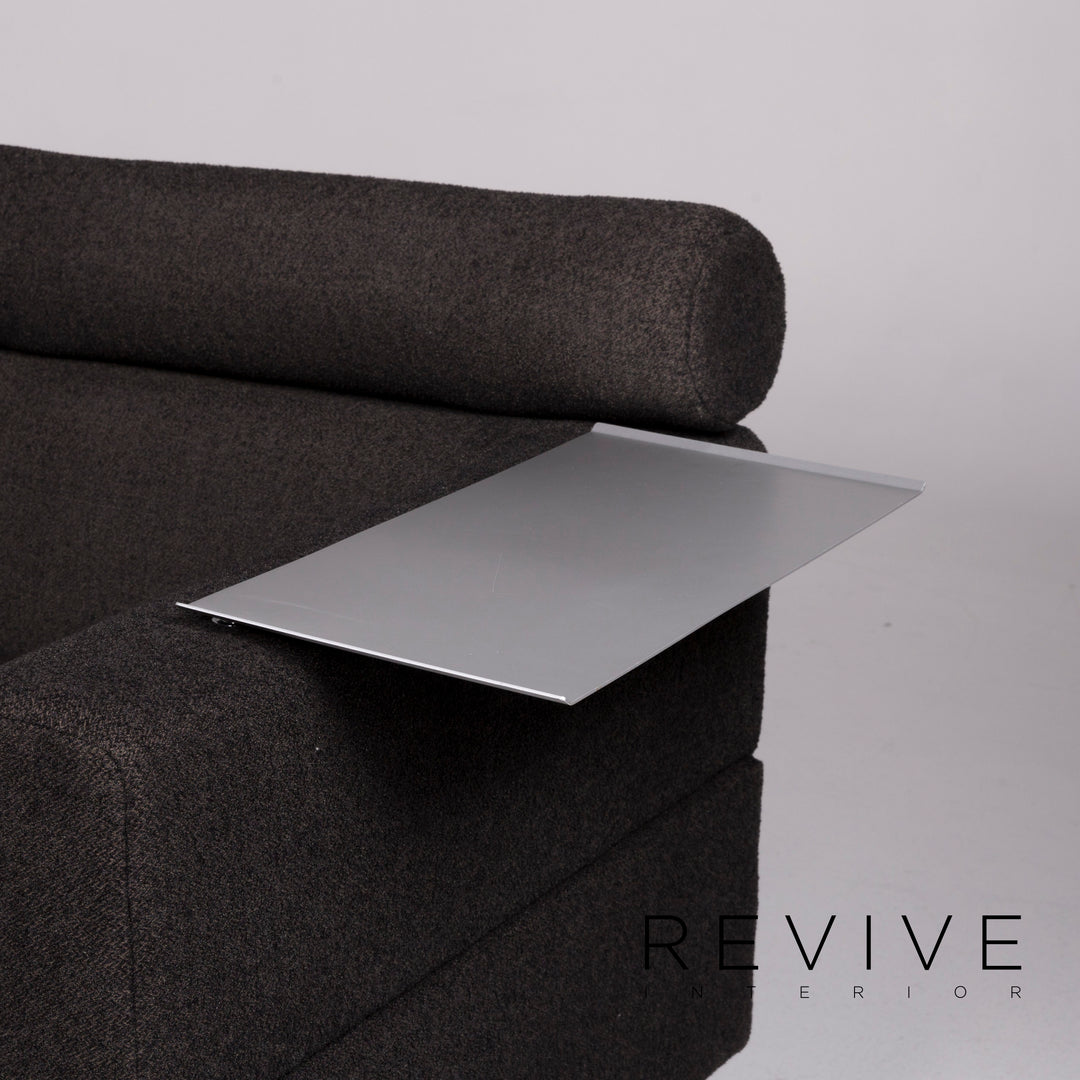 Rolf Benz fabric sofa black gray corner sofa incl. side table lamp #10692