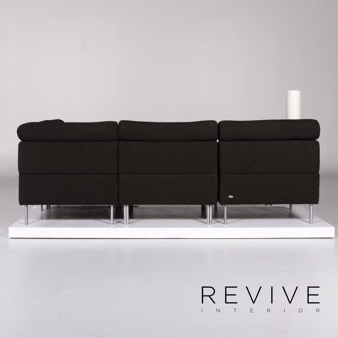 Rolf Benz fabric sofa black gray corner sofa incl. side table lamp #10692