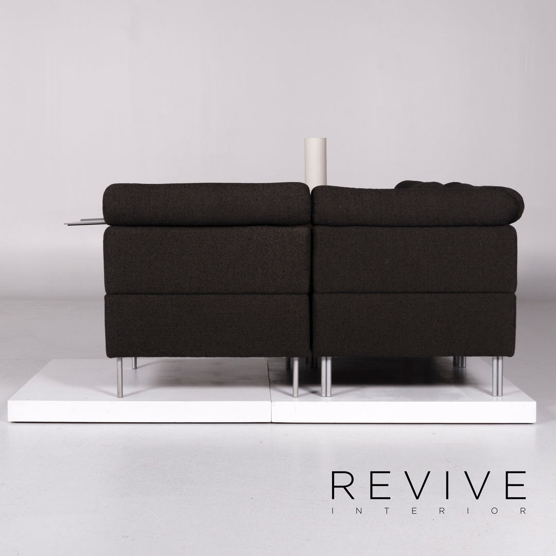 Rolf Benz fabric sofa black gray corner sofa incl. side table lamp #10692